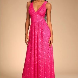 Hot Pink & Gold Maxi Dress